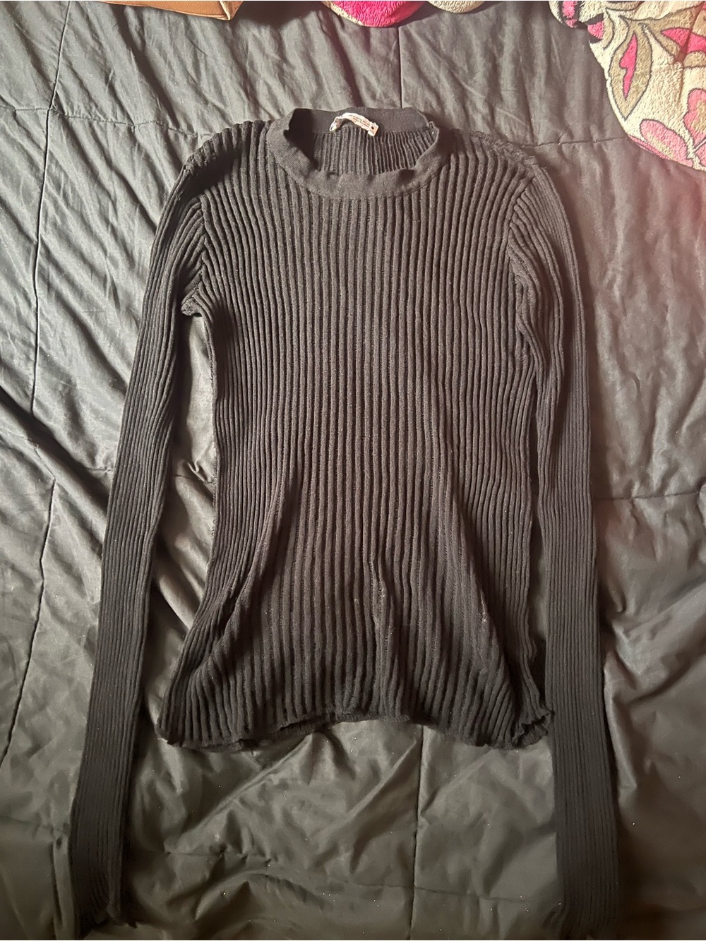 Zara Black Ribbed Turtleneck Sweater